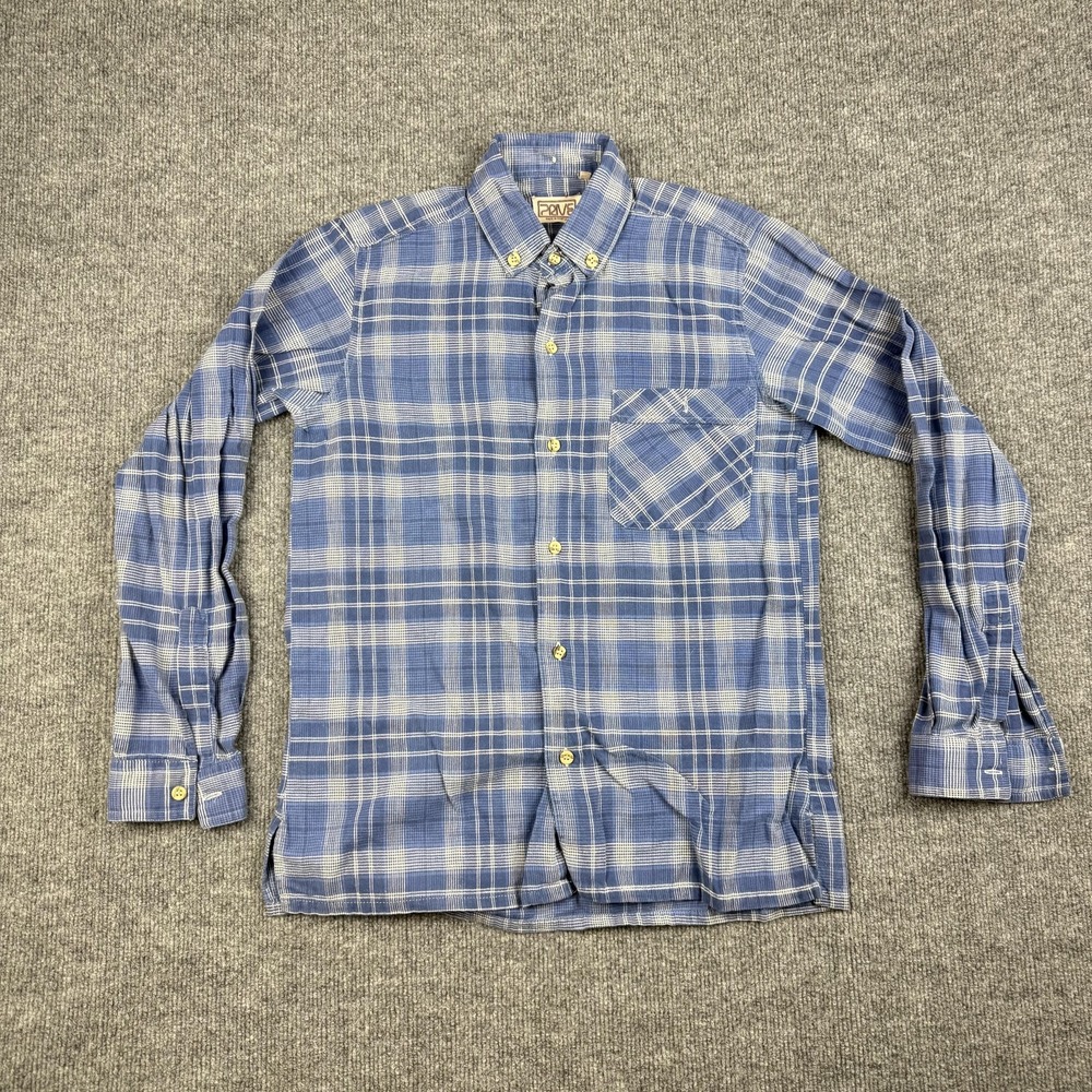 Prive Mens Small Blue Plaid Button Down Long Sleeve Shirt Made In Portugal